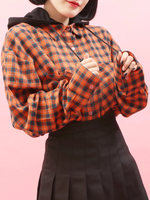 WC/フード付きカラーチェックシャツ