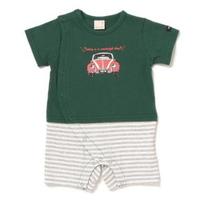 【20%OFF】車プリント入りボーダー切り替えハーフカバーオール