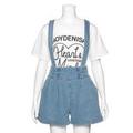 【34%OFF】サスペンダーつきデニムショートパンツ