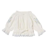 【50%OFF】【キッズサイズ向け】お花刺しゅう入りキャンディースリーブブラウス