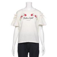 【50%OFF】お花刺しゅう＆ロゴ入り袖スリットリボンつきTシャツ