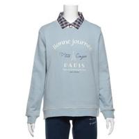 【50%OFF】エッフェル塔ロゴ入り裏毛トレーナー×チェック衿つきTシャツセット