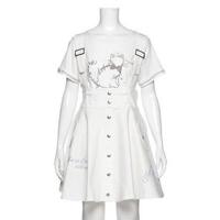 【50%OFF】サスペンダーつきロゴ刺しゅう入りハイウエストスカート