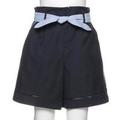 【50%OFF】ストライプベルトつきショートパンツ