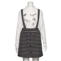 【50%OFF】ハイネック長袖Tシャツ＆ボーダー柄スカパンセット