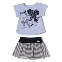 【50%OFF】ビッグリボンTシャツ×ボーダースカパンセット