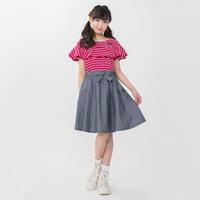 【50%OFF】ボーダー×無地ドッキングワンピース