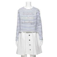 【50%OFF】ロゴ刺しゅう入りボーダーTシャツ×ウエスト切り替えドッキングワンピースセット
