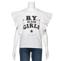 【50%OFF】袖フリルロゴ入りTシャツ