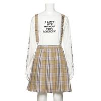 【25%OFF】サスペンダーつきチェック柄プリーツスカパン