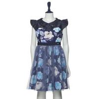 【40%OFF】衿つき花柄切り替えチュールワンピース