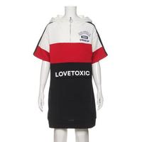 配色コクーンハーフジップ裏毛ワンピース