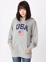 WEGO/USAロゴプリントパーカー