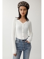 2WAY BUTTON UP L／S ニット/O/WHT1