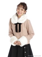 BACKリボンショートコート/ベージュ