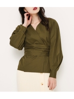 BELTED PUFF SLEEVE BL/KHA