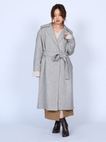 Belted Coat/GRAY×WHITE