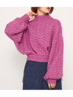 CROCHET BALLOON SLEEVE MG TOPS/PNK