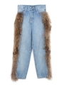 CROP LEG JEANS W/REAL FUR CONRAD/インディゴ