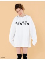 Disney:101 Stitched big collar sweater/WHITE