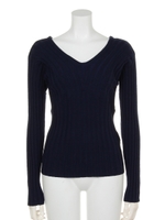 FINE SKIN WOOL RIB HG V/N TOPS/NVY
