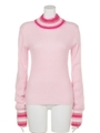 FUR SWITCHED HIGHNECK RIB KNIT/PINK