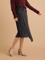 Grace&Mila/チェックラッププリーツスカート/ネイビー