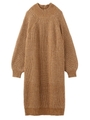 HIGH NECK RIB DRESS/ベージュ