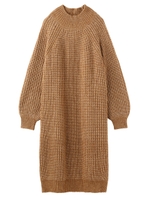 HIGH NECK RIB DRESS/ベージュ