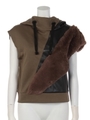 LEATHER PARTS HOODIE/KHAKI