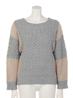 MIXパターンボートネックKNIT TOP/マルチ(混色)