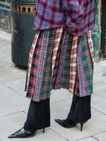 Multi check pleats skirts/MIX