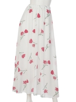 S Scattered FlowerシフォンフレアSK/柄WHT
