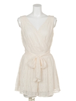 Sカシュクールフレアレースロンパース/WHT