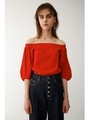 VOLUME SLEEVE OFF SHOULDER トップス/L/RED1