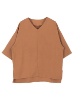 Vネックワイドプルオーバー/ライトブラウン