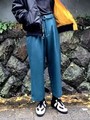 WEGO/ベルト付き起毛ワイドスラックス