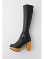 WOOD SOLE LONG ブーツ/BLK