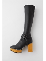 WOOD SOLE LONG ブーツ/BLK