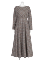 [BED&BREAKFAST]CLASSIC CHECK Dress/WHITEmix