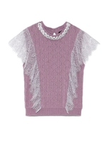 [L.B CANDY STOCK]レースフリルビジューニット/LAV