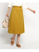 [L]Aラインフレアストレッチスカート/イエロー系(034)