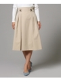 [L]【洗える】ベルトデザインツイルスカート/ライトベージュ(051)