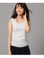 [L]【洗える】ラメベア天竺バッククロスタンクトップ/ライトグレー(011)