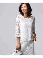 [L]オリエンタルフラワー 総レースプルオーバー/オフホワイト(403)