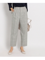 [L]チェック柄ワンタックパンツ/ライトグレー(211)