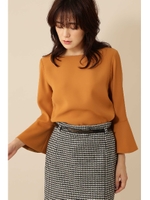 [WEB限定商品]《B ability》パールホックフレアスリーブブラウス/マスタード1(061)