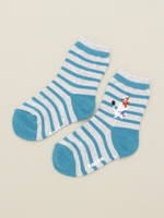 [ベビー]オコジョジャカード入りボーダーソックス/ライトブルー