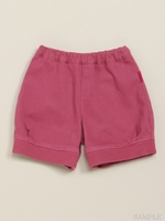 [ベビー]ツイルニット裾リブ付き3分丈かぼちゃパンツ/ピンク