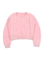 fluffy cable　knit top/PINK